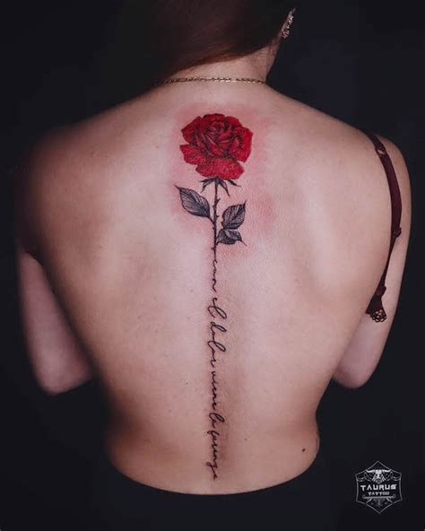 lower back rose tattoos|rose spine tattoo.